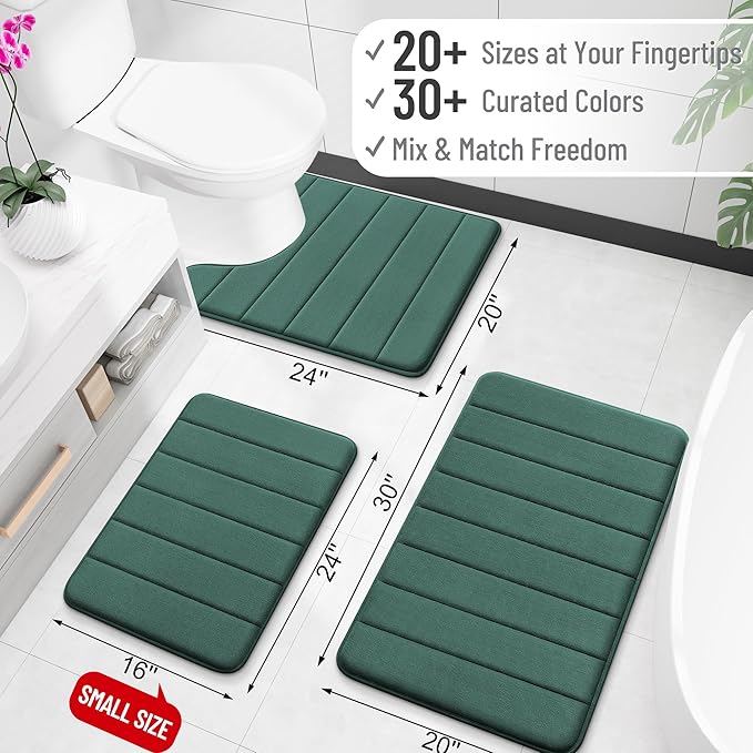OLANLY Memory Foam Bath Mat 32x20, Super Soft Absorbent Bathroom Rugs, Quick Dry - Image 2