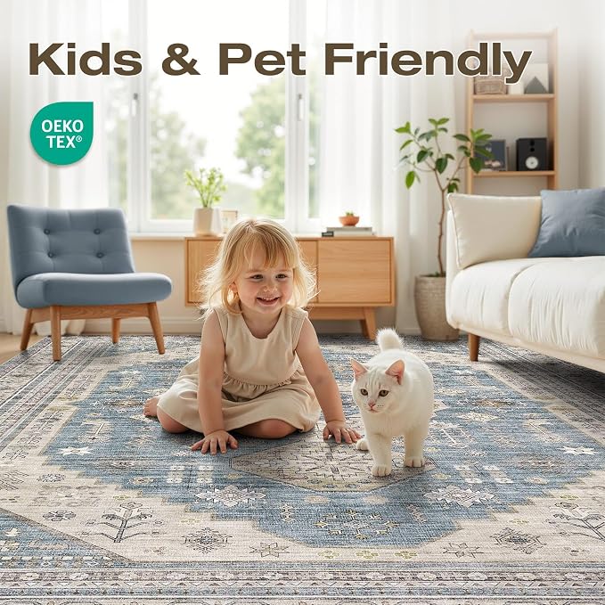 10x14 Washable Area Rug, Large Rugs - Image 5