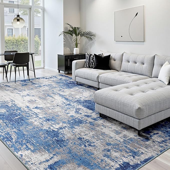 RELEANY Washable Area Rugs 8'x10' Non-Slip Modern Abstract Soft by RELEANY