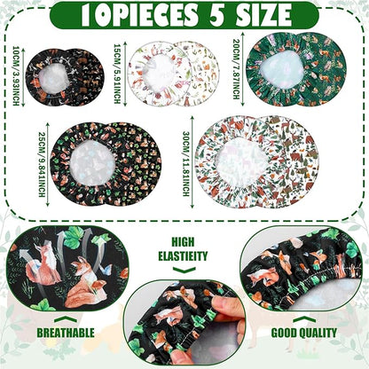 Patelai 10 Pcs Bowl Covers Reusable in 5 Size Stretch Cloth Fabric Elastic Food - Image 3
