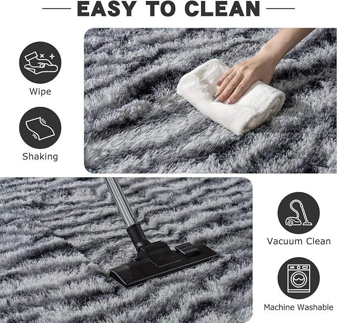 8x10 Large Area Rugs for Living Room, Soft Black White Zebra Big Shag Rug for - Image 7