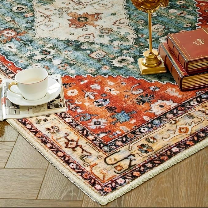 SERISSA Washable Rugs 9x12 Area Rugs, Large Non-Slip Boho Living Room Rug - Image 5