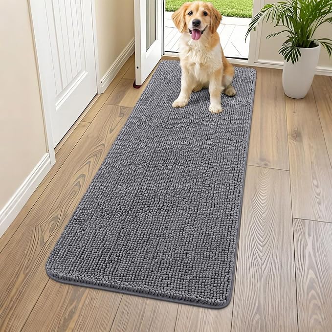 Smiry Dog Door Mat for Muddy Paws 54x24, Absorbent Dirt Trapper, Non-Slip by Smiry