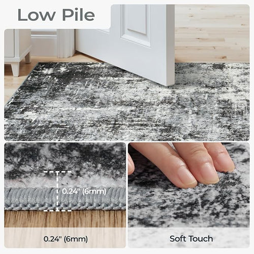 8x10 Area Rugs for Living Room, Abstract Neutral Washable Bedroom Rug, Modern - Image 2