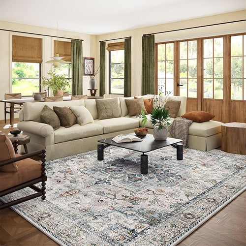 9x12 Area Rugs for Living Room: Washable Bedroom Rug Boho Vintage Rugs Stain by palohom