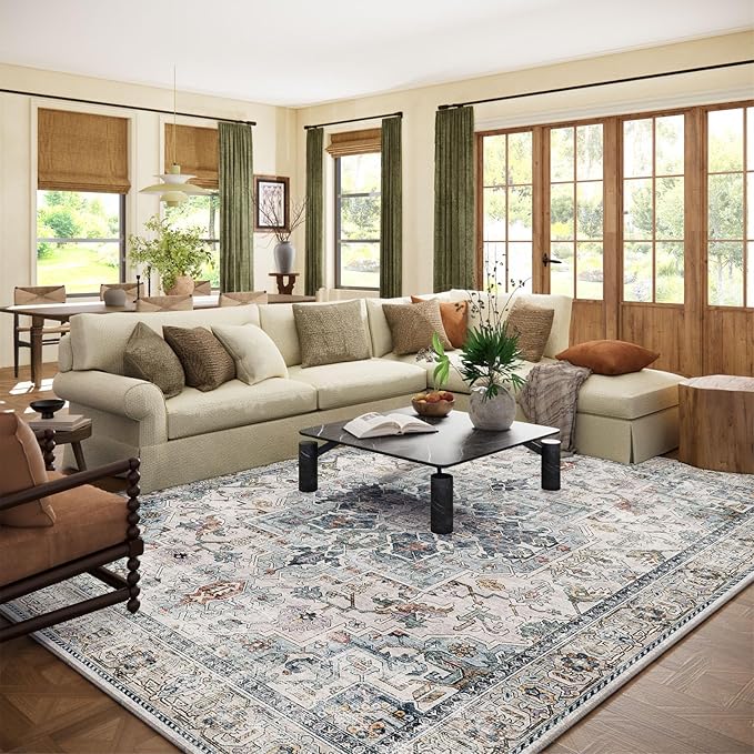 8x10 Area Rugs for Living Room: Washable Bedroom Rug Boho Vintage Rugs Stain by palohom