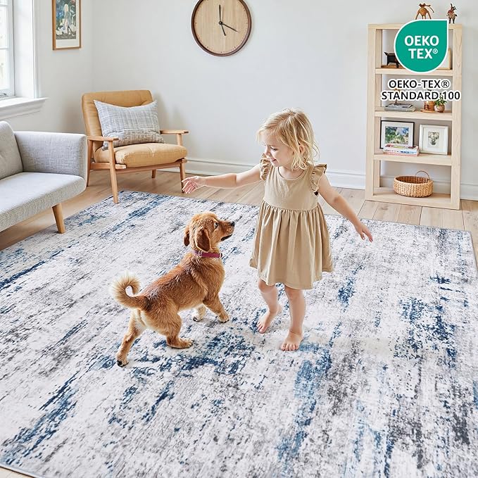 Area Rugs 6x9 Living Room: Large Modern Abstract Washable Rug Soft Anti-Skid - Image 4