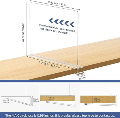 10 Pack 12 Inches Clear Shelf Dividers - Image 2