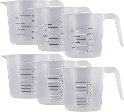 U.S. Kitchen Supply Plastic Measuring Cups - 8 oz Liquid Measuring Cup Set of 6 by USKitchenSupply