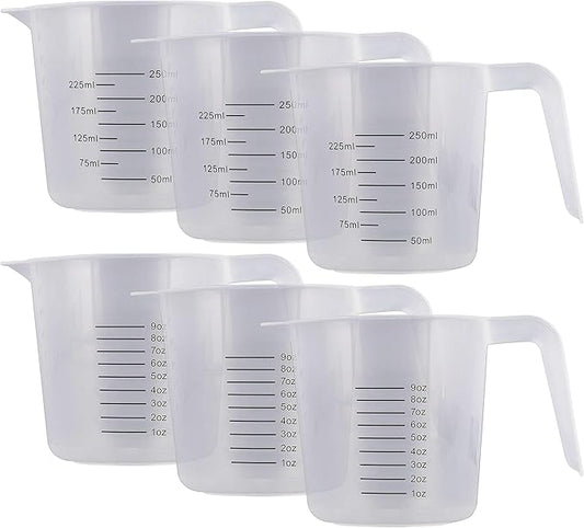 U.S. Kitchen Supply Plastic Measuring Cups - 8 oz Liquid Measuring Cup Set of 6 by USKitchenSupply
