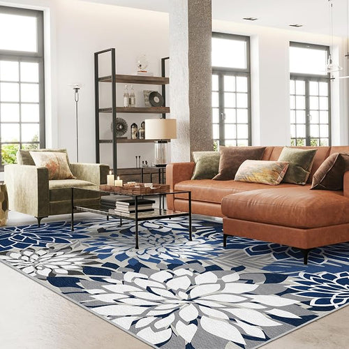 9x12 Outdoor Area Rug Washable Multicolored Patio Rug Tropical Botanical Floral - Image 2