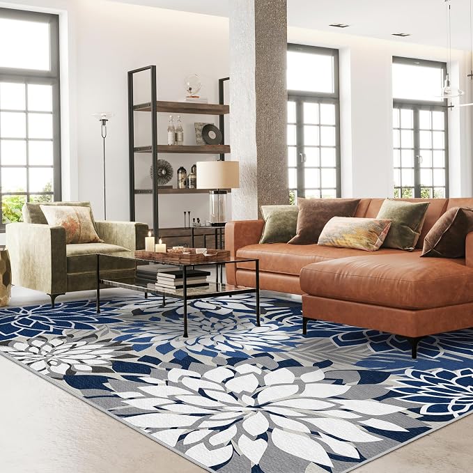 6x9 Outdoor Area Rug Washable Multicolored Patio Rug Tropical Botanical Floral - Image 2