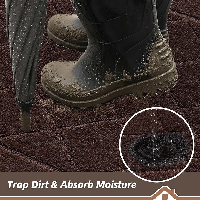 BEQHAUSE Dirt Trapper Door Mat 20" x 32", Doormat Non-Slip Entryway Rugs - Image 3