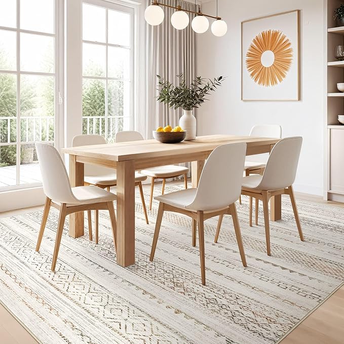 Nakagishi Area Rug Living Room Rugs: 7X9 Machine Washable Boho Large Neutral - Image 6