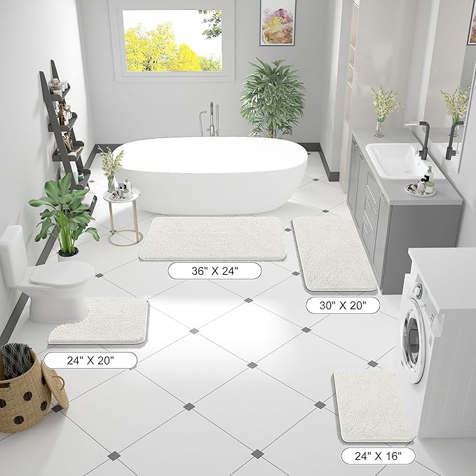 OLANLY Large Bathroom Rugs 70x46, Extra Soft Absorbent Chenille Bath Rugs - Image 2