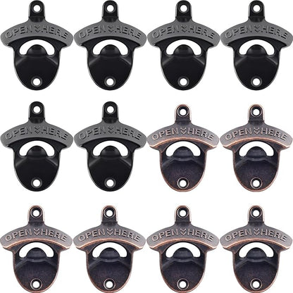 12 Packs Antique Copper Wall Mount Bottle Opener Bulk, Old Fashioned Beer Top by Wallmountedbottleopener