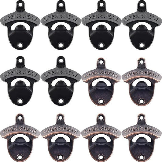 12 Packs Antique Copper Wall Mount Bottle Opener Bulk, Old Fashioned Beer Top by Wallmountedbottleopener