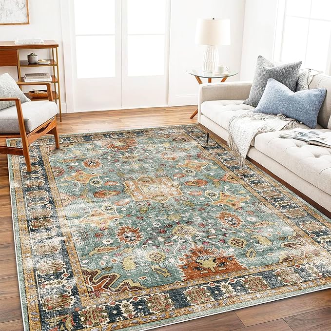 CHAMPLANT Area Rug 9'x12' Washable Vintage Traditional Mat Distressed Indoor by CHAMPLANT