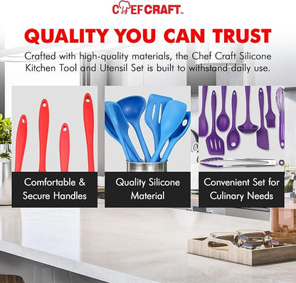 Chef Craft 9 Piece Silicone Kitchen Tool and Utensil Set - Image 6