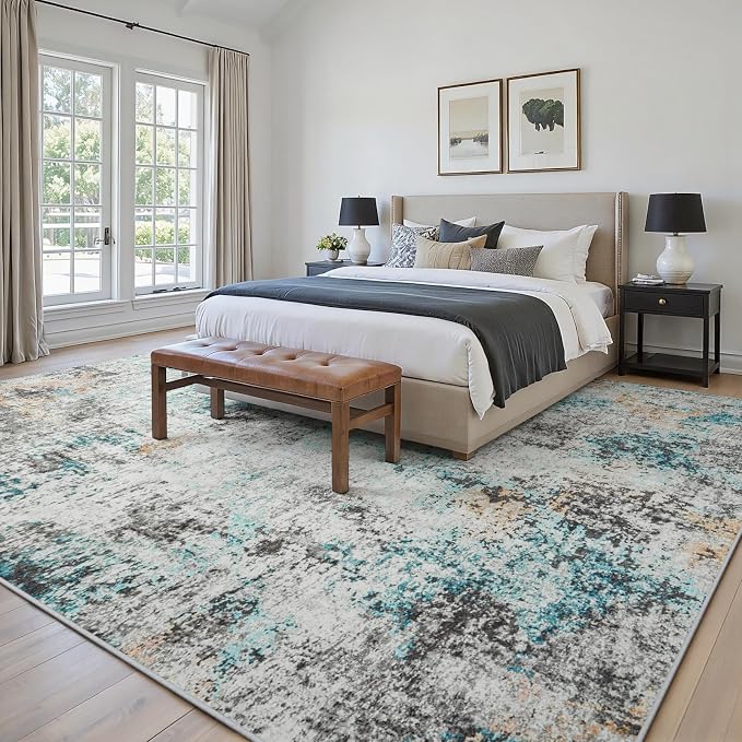 Area Rugs 10x14 Living Room: Large Soft Washable Rug Modern Abstract Anti-Skid - Image 3