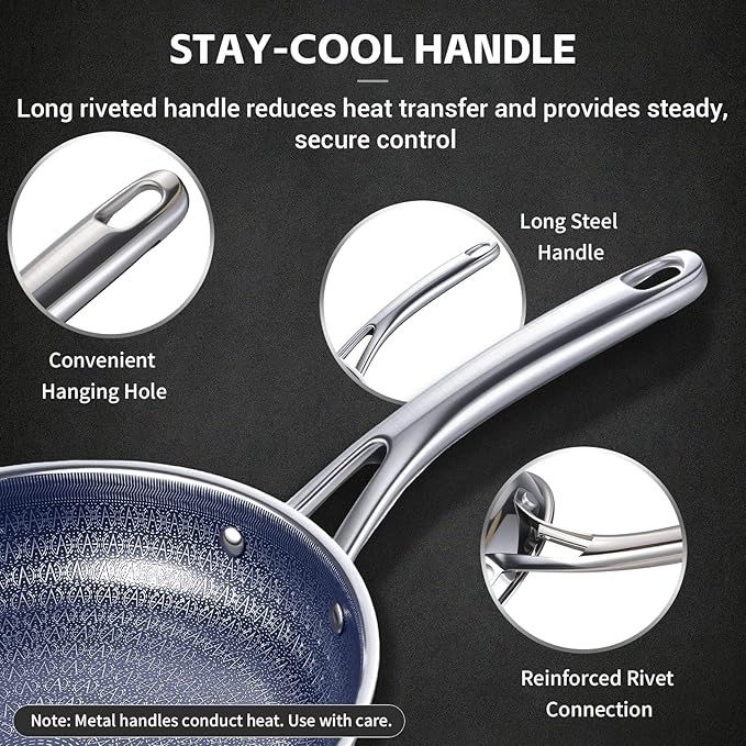 Ammeloo Hybrid Tri-Ply Stainless Steel Frying Pan Set, Non Stick Frying Pans - Image 9