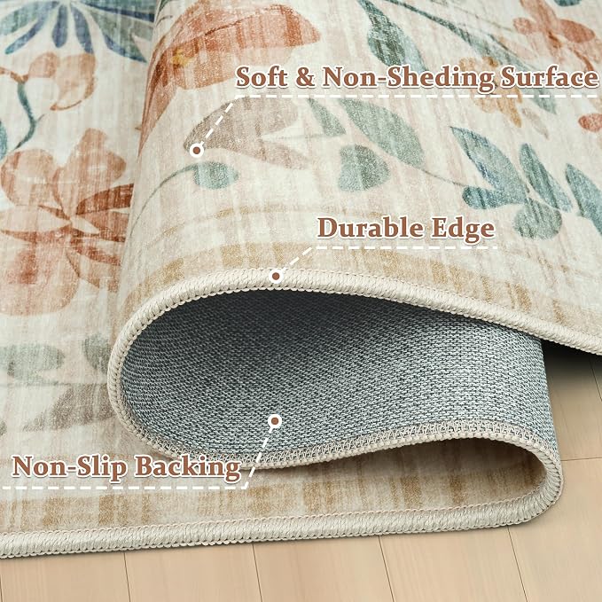 5x7 Area Rugs Washable Rug: Boho Living Room Rug Soft Non-Slip Low Pile Carpet - Image 7