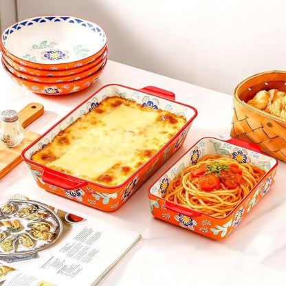 Ceramic Baking Dish Set of 2, 3QT & 1.2QT Stoneware Casserole Dishes - Image 5