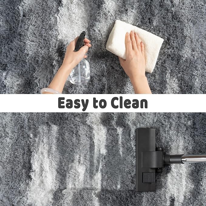 Shag Rugs for Living Room 5x7, Ultra Soft Abstract Grey Big Fuzzy Rugs for - Image 7
