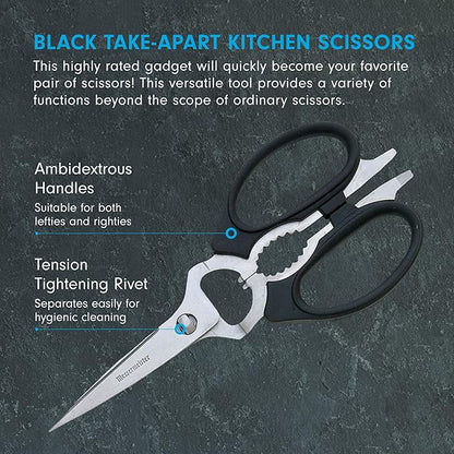 Messermeister 8-Inch Take-Apart Kitchen Scissors, Nut Cracker, Jar Lid - Image 2