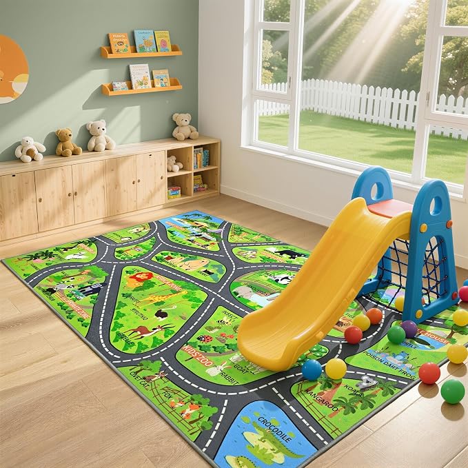 Zoo Adventure Kids Rug, Cute Animal Play Mat - Image 2