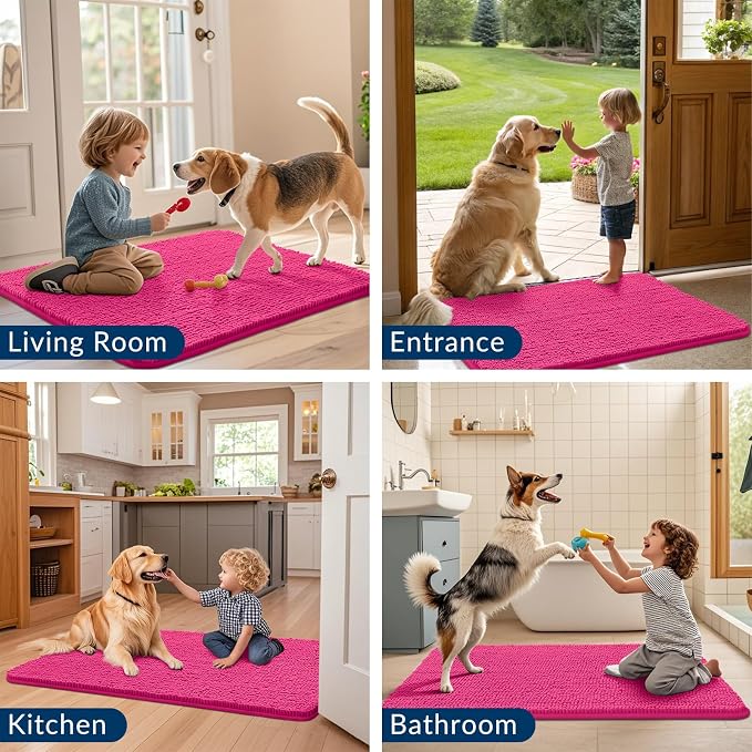 Smiry Dog Door Mat for Muddy Paws 59x35, Absorbent Dirt Trapper, Non-Slip - Image 7