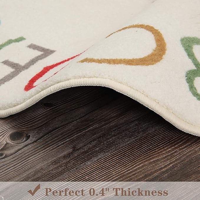 Topotdor Rainbow Round Kids Play Rug Alphabet Nursery Area Rug Extra Large Soft - Image 5