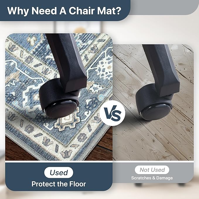 48"x72" Office Chair Mat for Hardwood Tile Floor, Under Desk Carpet Protector - Image 5