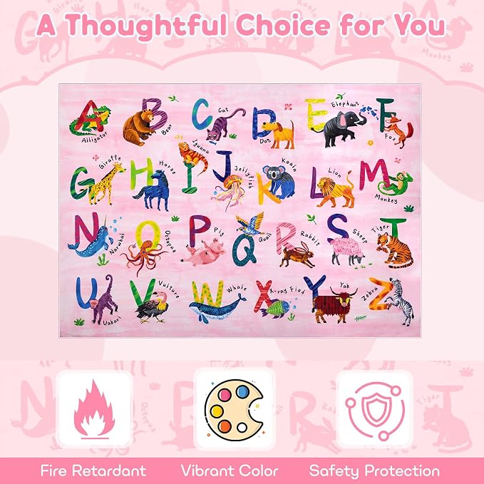 6x9 ABC Classroom Rug for Kids Playroom, Alphabet Rug - Image 5