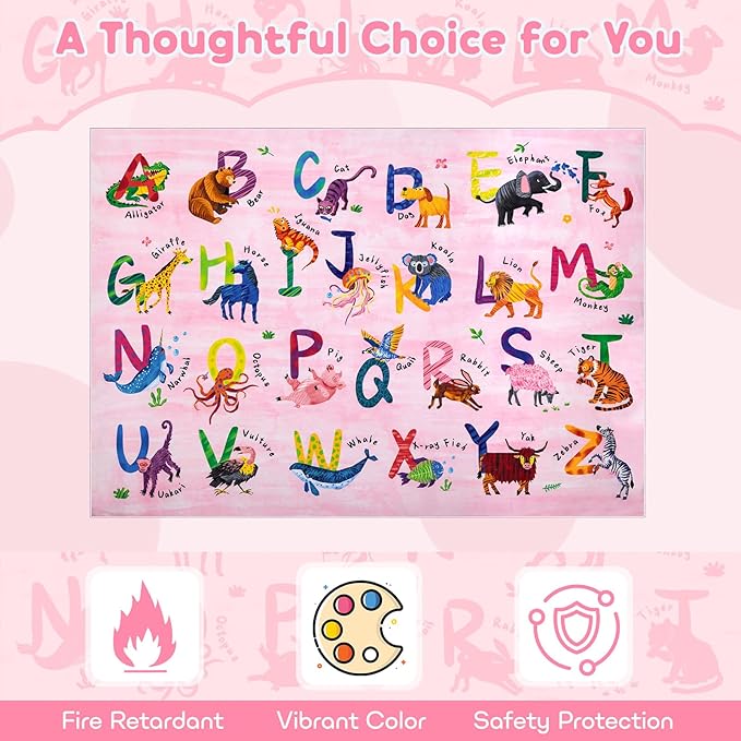 3x5 ABC Classroom Rug for Kids Playroom, Alphabet Rug - Image 5
