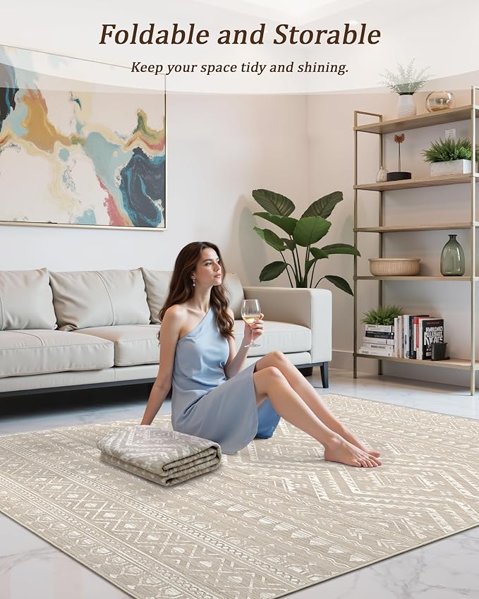 Miukiki 10x14 Area Rugs for Living Room Moroccan Washable Rugs Non Slip Indoor - Image 6