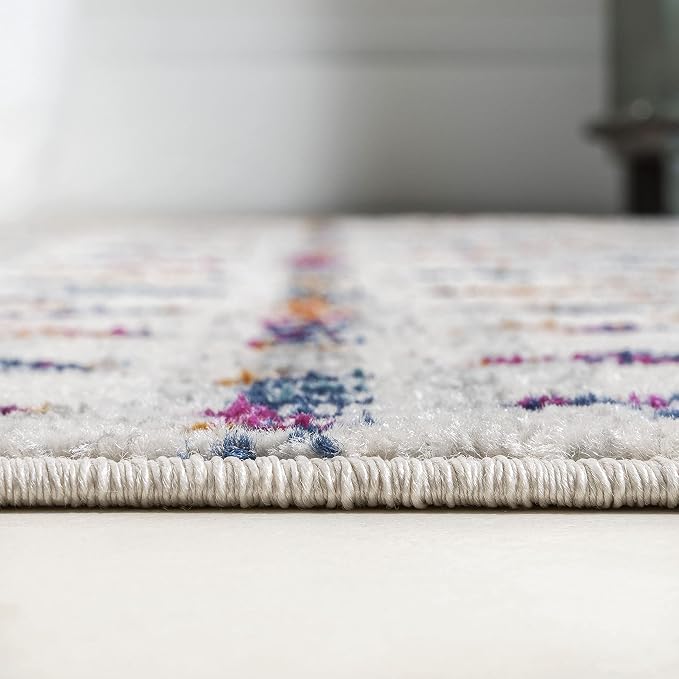 JONATHAN Y Boho Vintage Diamond Cream/Multi Indoor Area Rug 8X10 ft, Moroccan - Image 10