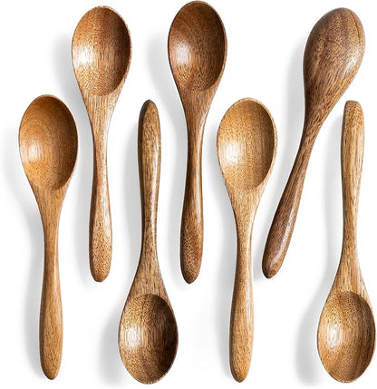 7 PCS Small Wooden Spoons, 5.8 Inch Honey Spoons by HEFILD