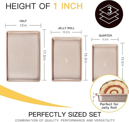 HONGBAKE Baking Sheet Pan Set of 3, Cookie Sheets - Image 6