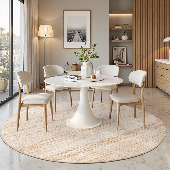 Miukiki Round Rugs 8ft Washable Moroccan Circle Rug - Image 6