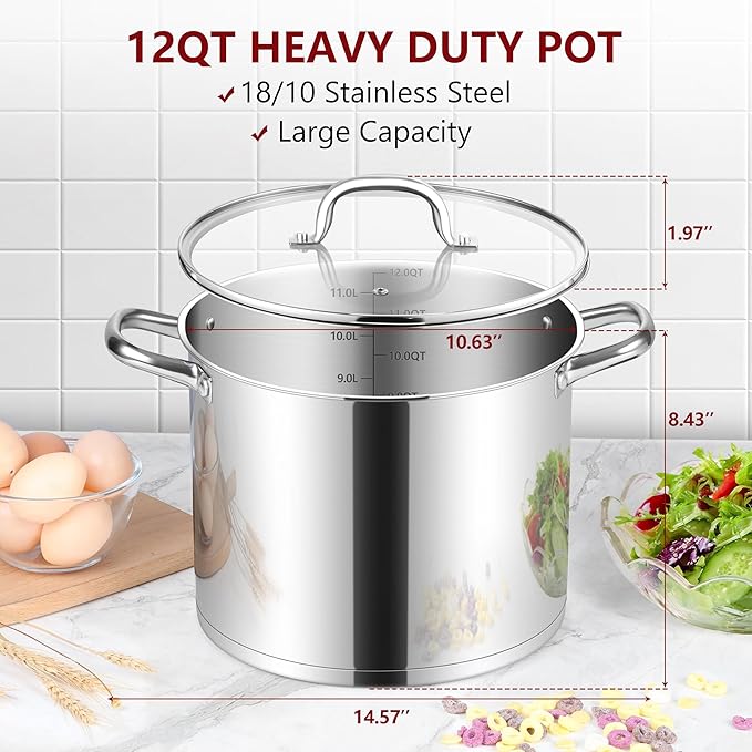 Herogo 12-Quart 18/10 Stainless Steel Stock Pot - Image 2