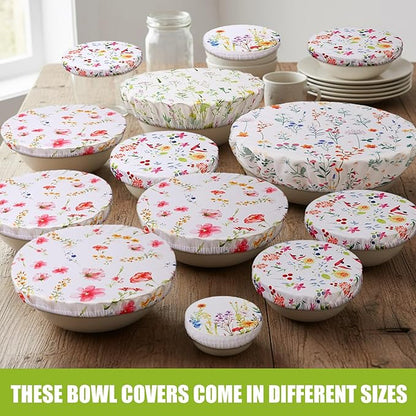 Patelai 10 Pcs Bowl Covers Reusable in 5 Size Stretch Cloth Fabric Elastic Food - Image 4