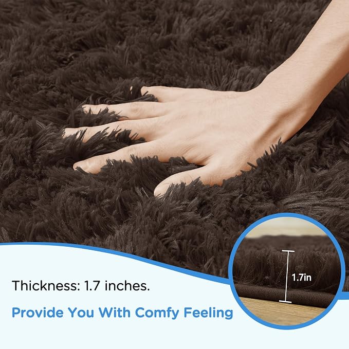 Brown Area Rug for Bedroom, 4x6 Fluffy Shag Rugs for Living Room Nursery - Image 5