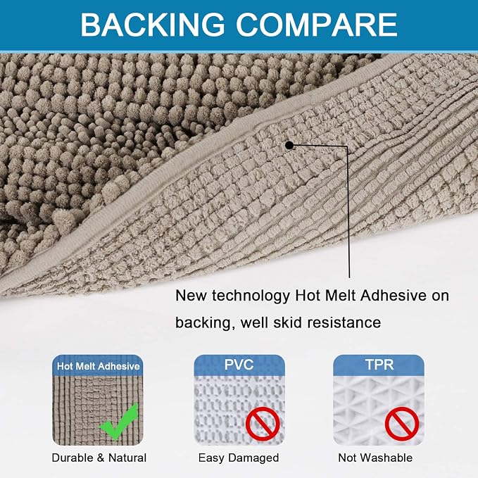Non Slip Thick Shaggy Chenille Bathroom Rug Mat Set Extra Soft and Absorbent - Image 4