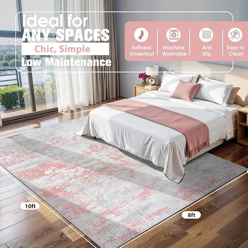 8x10 Area Rugs for Living Room Rug Washable: Abstract Large Rug for Dining Room - Image 2
