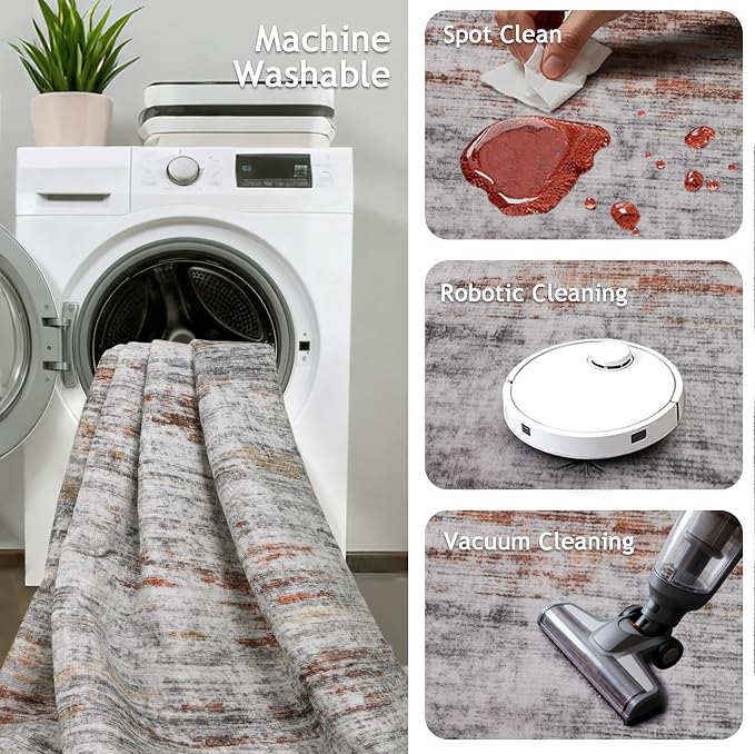 Washable Runner Rugs 3x10 Abstract Kitchen Runner Rug Non Slip Backing - Image 3