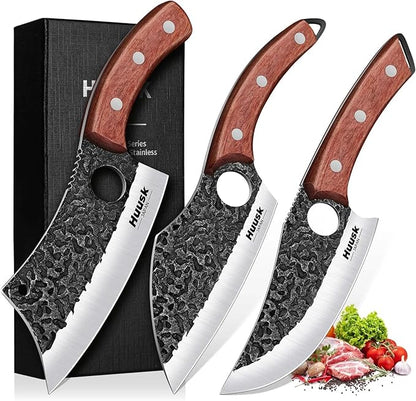 Huusk Butcher Knife Set of 3- Japanese Knife Set by HuuskKnife