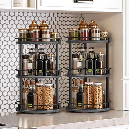 YATINEY Spice Rack, 3 Tier Turntable Organizer - Image 2