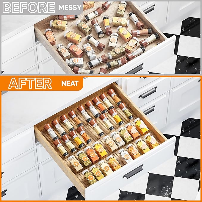 Yieach 8 Pack Adjustable In Drawer Spice Organizer - Image 7