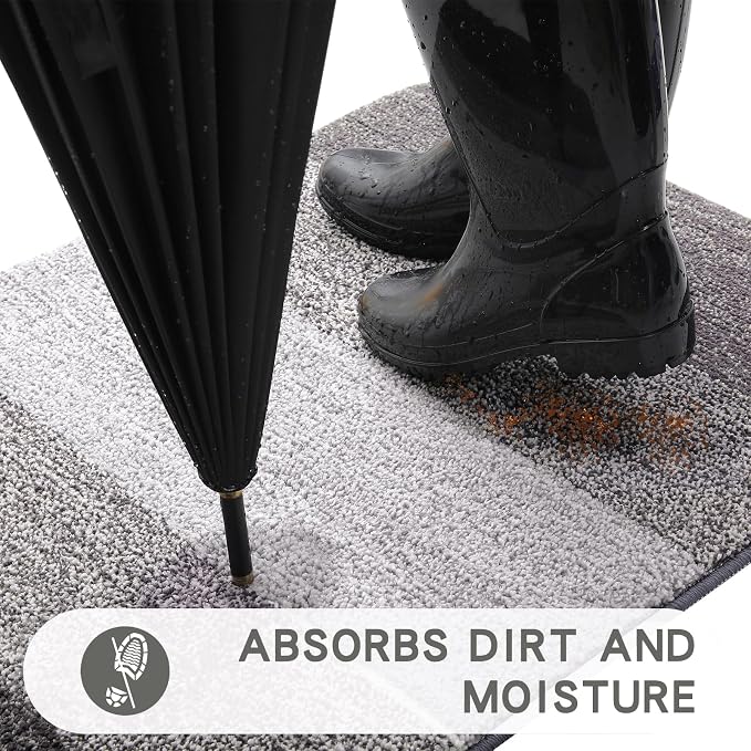 Kitinjoy Indoor Outdoor Door Mat, 71x47 Non-Slip Absorbent Dirt Trapper - Image 2